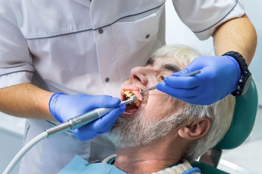 senior man getting teeth tartar cleaning treatment senior man getting teeth tartar cleaning treatment