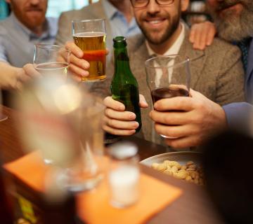 Men drinking alcohol drinks