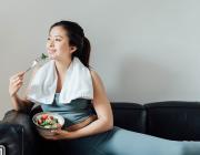 asian woman eating salad asian woman eating salad