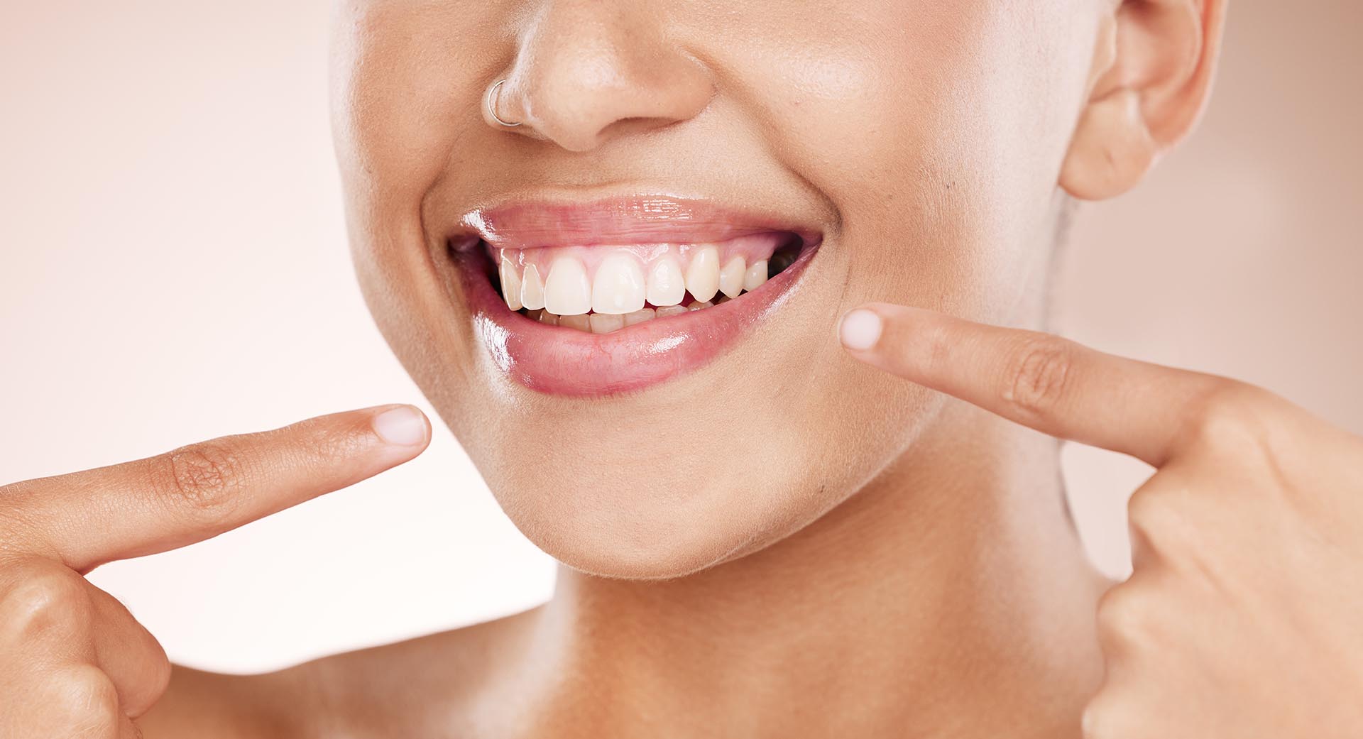 Woman with great skin smiles 